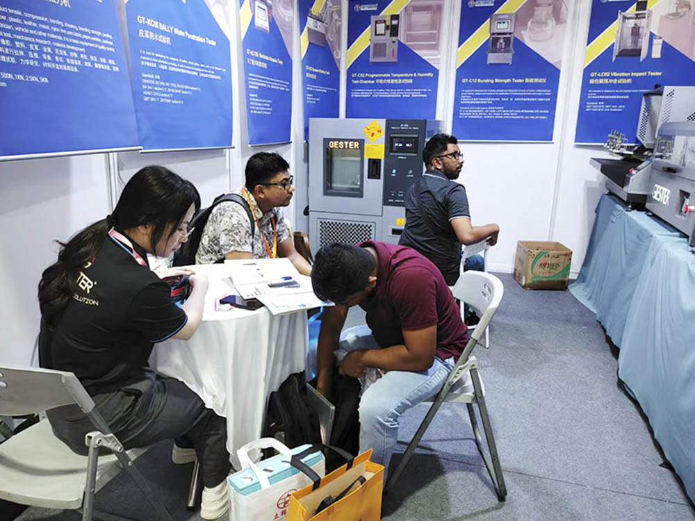 GESTER Showcased Precision Footwear Testing Equipment in JIF Exhibitions Exhibition Overview From April 19th to 22nd, the 26th China (Jinjiang) International Footwear & 9th International Sports Industry Expo (JIF) was held in Jinjiang International Convention & Exhibition Center. JIF is one of the largest and most in JIF is one of the largest and most influential footwear and sporting goods trade shows in Asia fluential footwear and sports industry expositions in Asia, attracting thousands of exhibitors and tens of thousands of professional visitors every year. GESTER showcased a variety of footwear testing equipment at the exhibition, and showed our professionalism in footwear testing to the industry professionals from all over the world. Product Showcase and Technical Analysis EN Sole Flexing Tester GT-KB06 The EN Sole Flexing Tester (GT-KB06) evaluates the flexing resistance of shoe soles under continuous movement. This machine is suitable for sports shoes, safety shoes, etc. that require high durability of shoe soles. It is critical for developing footwear requiring high sole durability. Rotary Drum DIN Abrasion Tester GT-KB03 DIN Abrasion tester GT-KB03 is used to determine wear performance test of materials like elastic material, rubber, tires, conveyor belts, conveyor belts, shoe soles. Din Abrasion Tester Body paint baking processed, easy for maintenance. Universal Testing Machine for Footwear (Dual Column) GT-K01: The GT-K01 Dual Column Universal Testing Machine is another highlight of the GESTER booth. This multifunctional machine can perform a wide range of mechanical tests such as tensile, compression, bending, tearing, etc., to comprehensively evaluate the mechanical properties of footwear materials. Bally Leather Flexing Tester GT-KC10A This Bally resistance flexing tester is used to determine the resistance of a material to cracking or other types of failure at flexing creases. is applicable to all flexible materials and in particular leathers, coated fabrics and textiles used in footwear uppers. Whole Shoes Flexing Tester GT-KA01-2 The whole shoes flexing tester is used to test finished shoes, like sports shoes, casual shoes, work shoes etc. And determine its flexibility resistance It detects cracks in footwear or soles through reciprocating flexing movements at specified angles and frequencies. Programmable Temperature And Humidity Test Chamber GT-C52 The Temperature and Humidity Test Chamber prepares samples for testing. It also can be used for a variety of materials of high - low temperature alternating test. The test temperature, humidity and time can be programmed. GESTER Booth: Technology and Professional Communication During the exhibition, GESTER's booth attracted many industry players to stop by. We displayed a variety of precision instruments designed for shoe material inspection, demonstrated equipment operation on site, explained the technical principles in detail, and provided customized solution suggestions for the specific needs of different customers. After understanding the excellent performance of GESTER equipment, Several clients arranged factory visits to explore further collaboration opportunities. Technical Advantages and Industry Value The footwear testing equipment series displayed by GESTER reflects the company's many innovative breakthroughs in the field of testing technology: Standardization and accuracy: All equipment complies with international standards to ensure globally accepted test results. Intelligent: Our testing instruments are equipped with touch screen control interface and data storage function, which improves the operation convenience and data management efficiency. Durability: Selection of high-quality materials to ensure that the equipment can still maintain stable performance under long-term high-frequency use. Our footwear testing instruments help manufacturers improve product quality consistency and reduce quality risk costs. Future Prospects Following the live demonstration, the client immediately arranged a factory inspection, hoping to have a more comprehensive understanding of GESTER's instruments, which fully proved the customer's recognition of GESTER's technical strength. Looking ahead, GESTER will continue to increase its R&D investment in the field of footwear testing, combining automation and intelligence to jointly promote the development of testing standards and technology in the industry. In the next phase, the company will also appear in many industry exhibitions around the world to continuously promote innovative testing technology solutions.